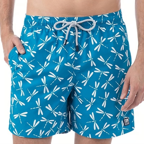 Tom & Teddy Men's Blue Dragonfly Swim Shorts Sz XL - Picture 1 of 10
